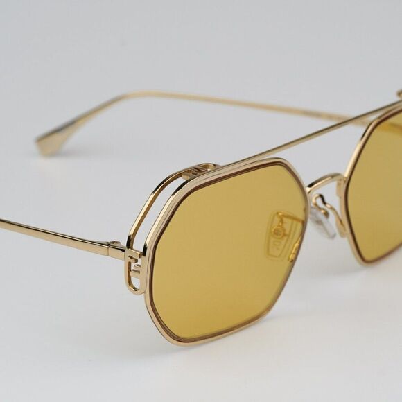 NEW Fendi FE40039U 10L Gold Yellow Mirror Unisex Geometric Sunglasses main image 12
